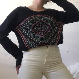 Embroidered Black Sweater